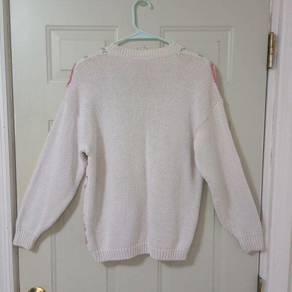 Vintage Basket Of Yarn 90s Sweater Womens L Floral Design Bohemia Boho - Picture 7 of 12